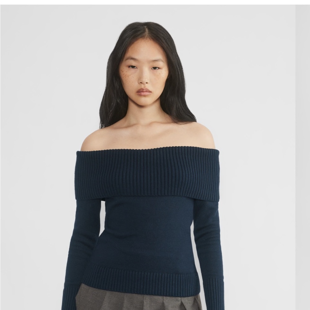 Sunday best topaz off shoulder sweater in admiral (navy)